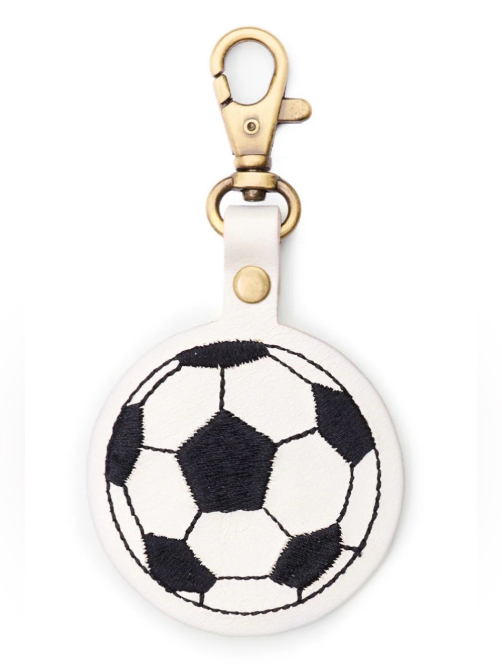 PLG Portland Leather Soccer Ball Keychain Bag Purse Charm Flair Black & White